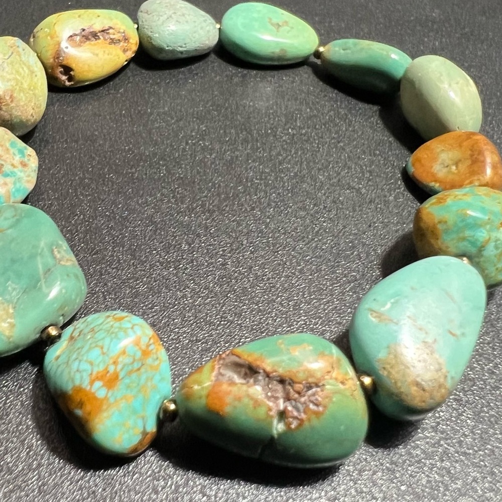 Vintage Royston Turquoise Beaded  Stretch Bracelet